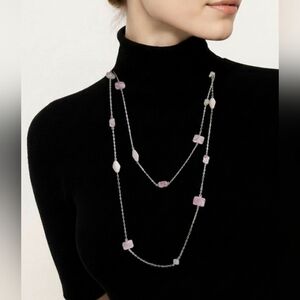 Vintage Czech handmade beaded  pressed glass necklace Pink Givre